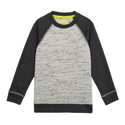 Boys' grey raglan 'Chill' slogan print sweatshirt